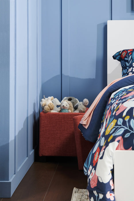 Pouf de rangement carré Halifax de 14,75 po en tissu - orange