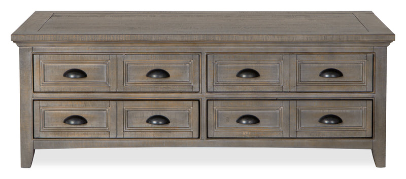 Table à café traditionnelle Hanson de 50 po en pin avec dessus relevable - gris tourterelle