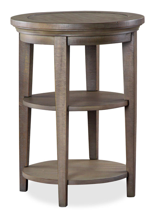 Table de bout ronde traditionnelle Hanson de 18 po en pin - gris tourterelle