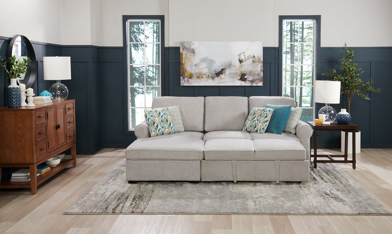 Sofa-lit sectionnel de gauche Haven de Scott Living 2 pièces en tissu de chenille avec fauteuil long de rangement - gris