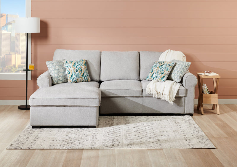 Sofa-lit sectionnel de gauche Haven de Scott Living 2 pièces en tissu de chenille avec fauteuil long de rangement - gris