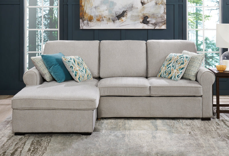 Sofa-lit sectionnel de gauche Haven de Scott Living 2 pièces en tissu de chenille avec fauteuil long de rangement - gris