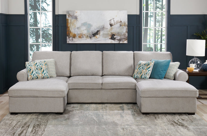 Sofa-lit sectionnel Haven de Scott Living 3 pièces en tissu de chenille avec 2 fauteuils longs de rangement - gris