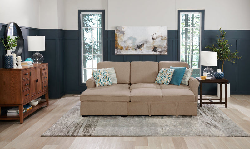 Sofa-lit sectionnel de gauche Haven de Scott Living 2 pièces en tissu de chenille avec fauteuil long de rangement - taupe