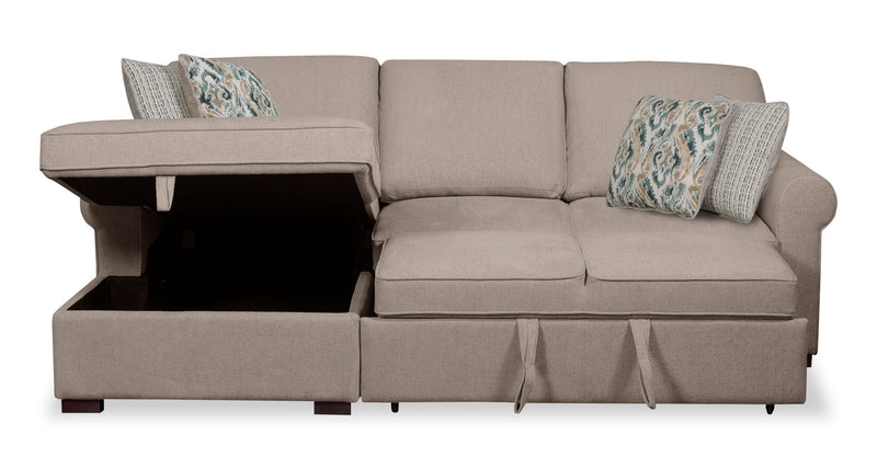 Sofa-lit sectionnel de gauche Haven de Scott Living 2 pièces en tissu de chenille avec fauteuil long de rangement - taupe