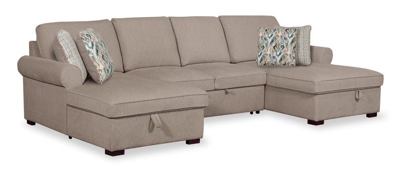 Sofa-lit sectionnel Haven de Scott Living 3 pièces en tissu de chenille avec 2 fauteuils longs de rangement - taupe