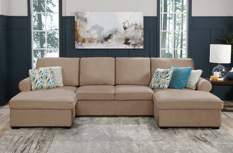 Sofa-lit sectionnel Haven de Scott Living 3 pièces en tissu de chenille avec 2 fauteuils longs de rangement - taupe