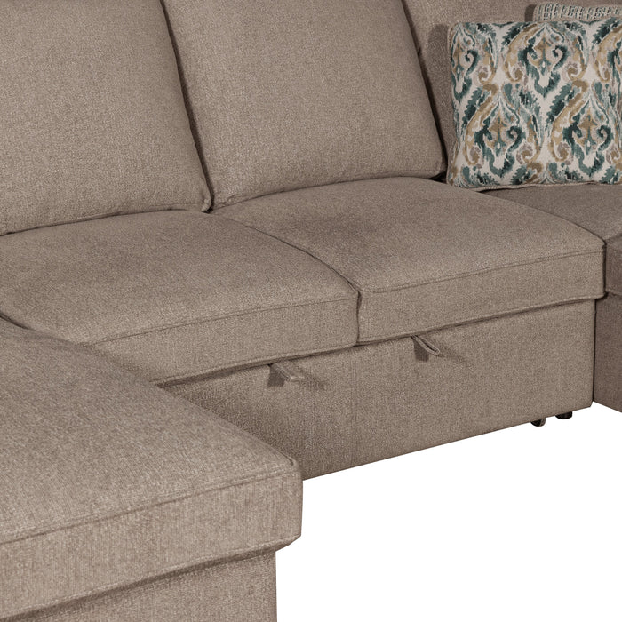 Sofa-lit sectionnel Haven de Scott Living 3 pièces en tissu de chenille avec 2 fauteuils longs de rangement - taupe