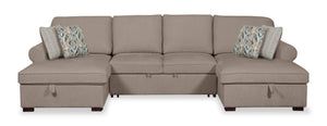 Sofa-lit sectionnel Haven de Scott Living 3 pièces en tissu de chenille avec 2 fauteuils longs de rangement - taupe