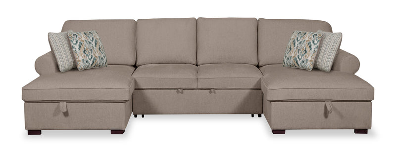Sofa-lit sectionnel Haven de Scott Living 3 pièces en tissu de chenille avec 2 fauteuils longs de rangement - taupe