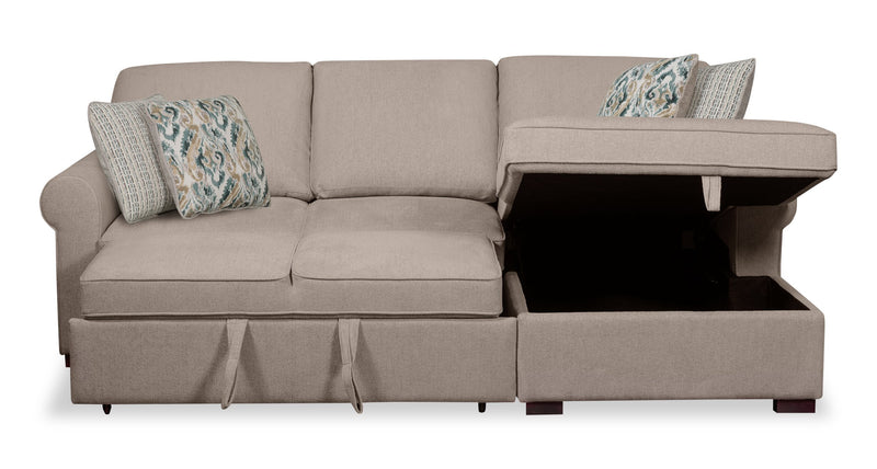 Sofa-lit sectionnel de droite Haven de Scott Living 2 pièces en tissu de chenille avec fauteuil long de rangement - taupe