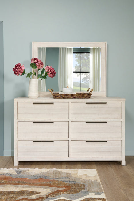 Commode de chambre à coucher Haven de 65 po (L) x 39 po (H) à 6 tiroirs - blanche