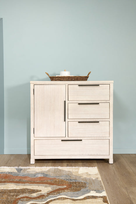 Commode verticale de chambre à coucher Haven de 48 po (L) x 48 po (H) à 4 tiroirs avec armoire de rangement - blanche