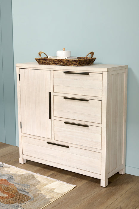 Commode verticale de chambre à coucher Haven de 48 po (L) x 48 po (H) à 4 tiroirs avec armoire de rangement - blanche