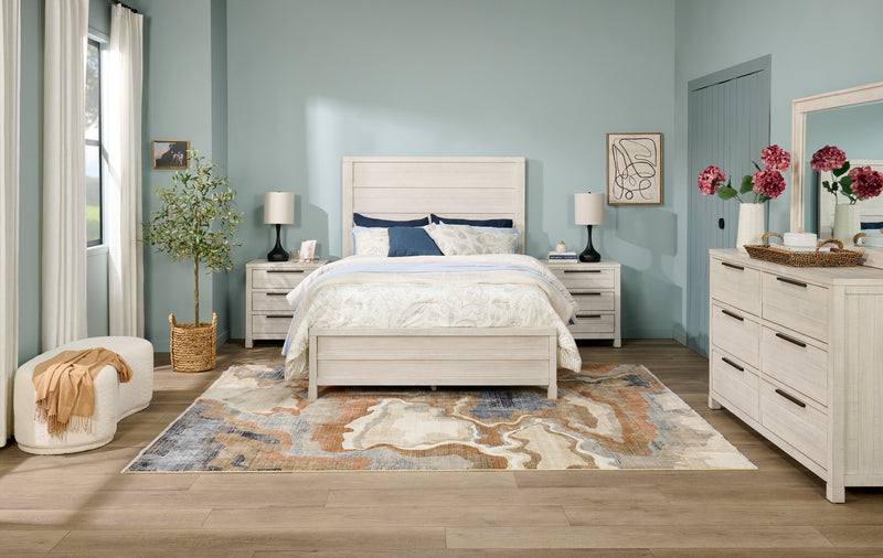 Table de nuit Haven de 26 po (L) x 28 po (H) à 3 tiroirs avec port USB - blanche