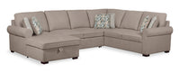  Sofa-lit sectionnel de gauche Haven de Scott Living 3 pièces en tissu de chenille avec fauteuil long de rangement - taupe