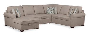 Sofa-lit sectionnel de gauche Haven de Scott Living 3 pièces en tissu de chenille avec fauteuil long de rangement - taupe