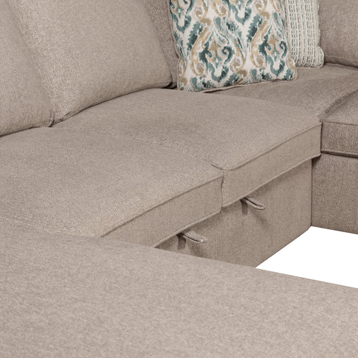 Sofa-lit sectionnel de gauche Haven de Scott Living 3 pièces en tissu de chenille avec fauteuil long de rangement - taupe