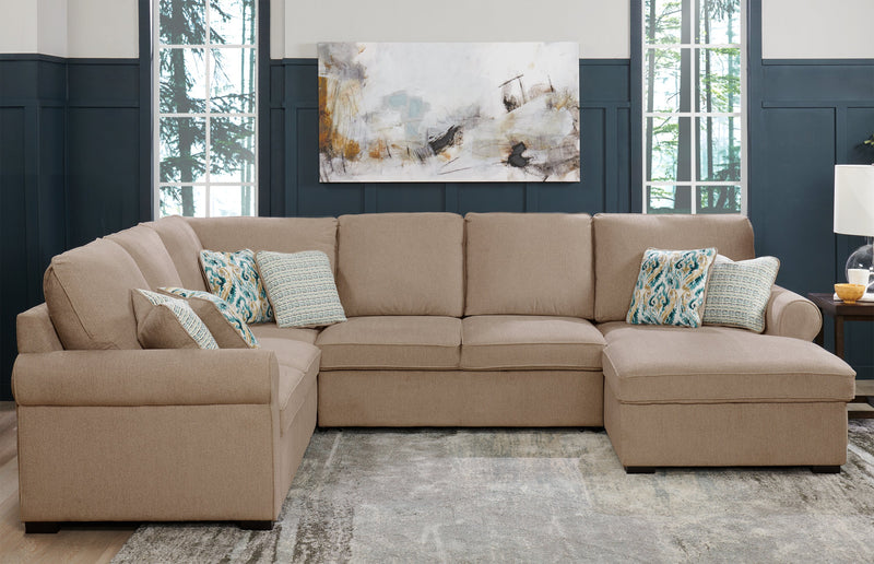 Sofa-lit sectionnel de droite Haven de Scott Living 3 pièces en tissu de chenille avec fauteuil long de rangement - taupe