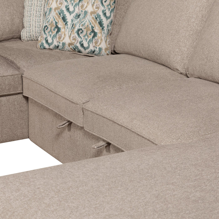 Sofa-lit sectionnel de droite Haven de Scott Living 3 pièces en tissu de chenille avec fauteuil long de rangement - taupe