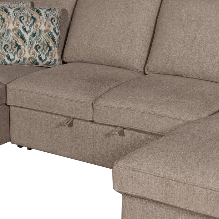 Sofa-lit sectionnel de droite Haven de Scott Living 3 pièces en tissu de chenille avec fauteuil long de rangement - taupe