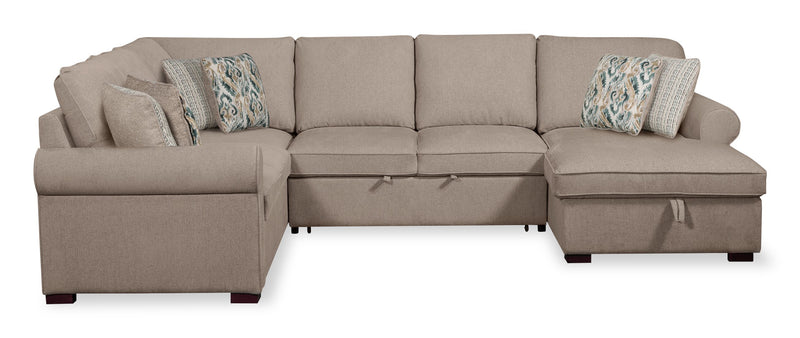 Sofa-lit sectionnel de droite Haven de Scott Living 3 pièces en tissu de chenille avec fauteuil long de rangement - taupe