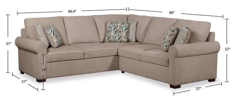 Sofa sectionnel de gauche Haven de Scott Living 2 pièces en tissu de chenille - taupe