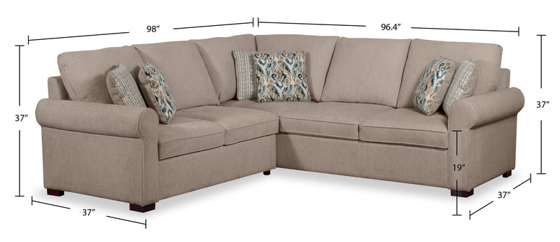 Sofa sectionnel de droite Haven de Scott Living 2 pièces en tissu de chenille - taupe