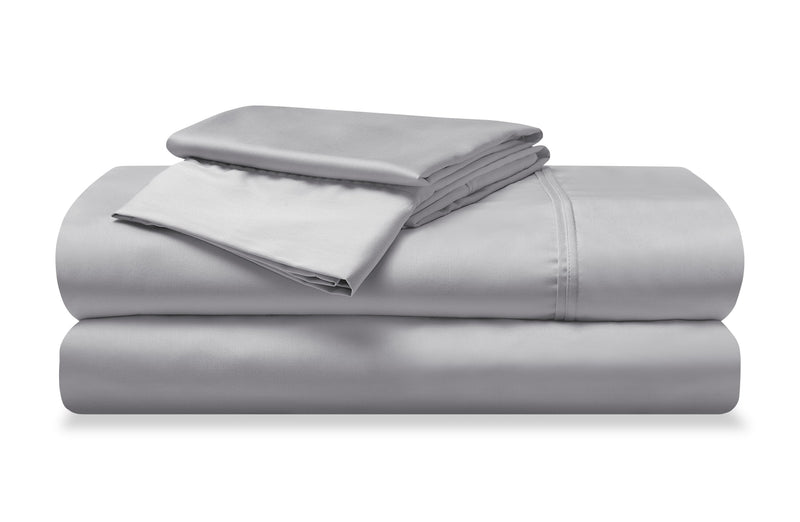 Ensemble de draps Hyper-CottonMC de BEDGEAR 4 pièces pour très grand lit à tête divisée - gris clair