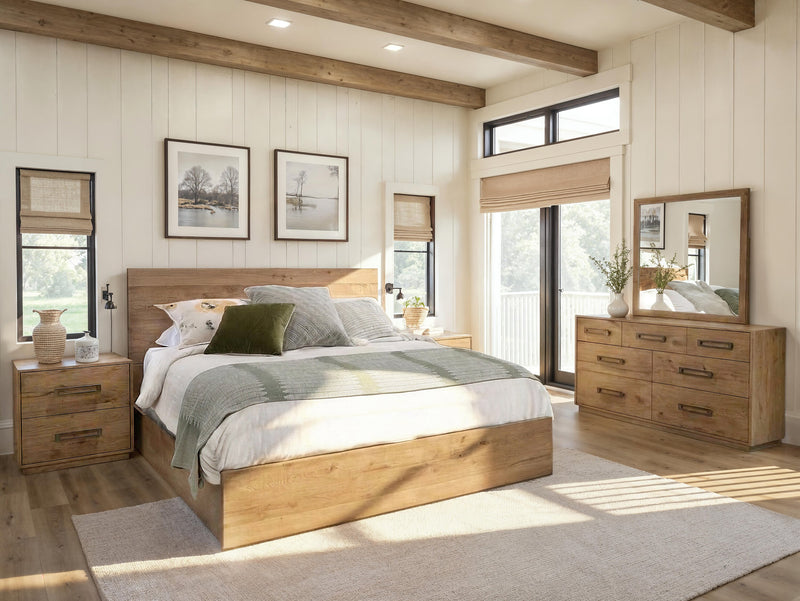 Ensemble de chambre à coucher Henri de Scott Living 6 pièces en bois avec lit, commode, miroir et table de nuit, brun - format grand lit