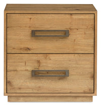 Table de nuit Henri de Scott Living de 26 po (L) x 26 po (H) en bois à 2 tiroirs avec ports USB - brune
