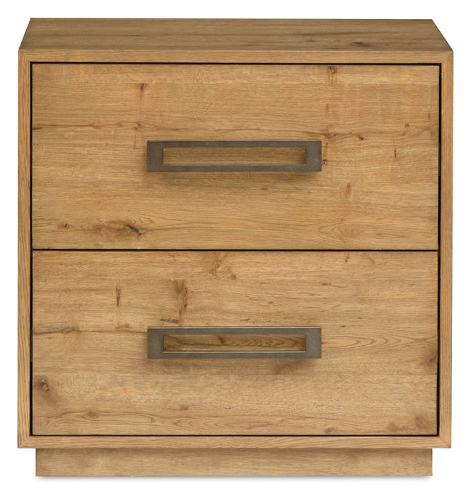 Table de nuit Henri de Scott Living de 26 po (L) x 26 po (H) en bois à 2 tiroirs avec ports USB - brune