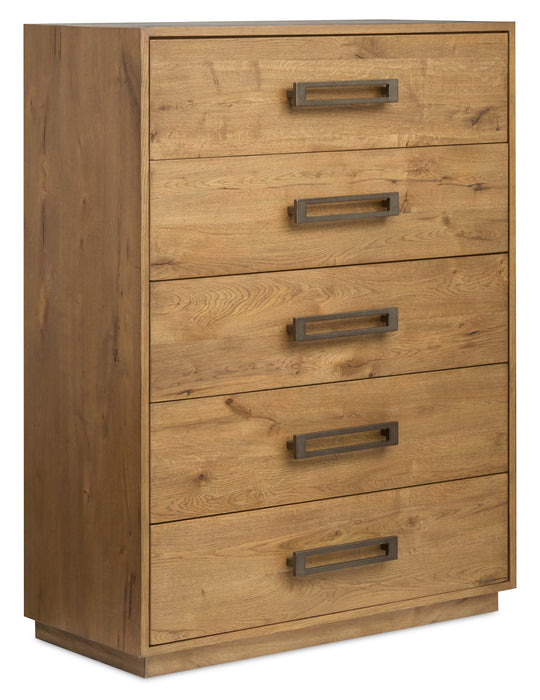 Commode verticale Henri de Scott Living de 38,2 po (L) x 50,3 po (H) à 5 tiroirs en bois pour la chambre à coucher - brune