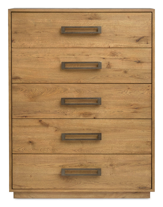 Commode verticale Henri de Scott Living de 38,2 po (L) x 50,3 po (H) à 5 tiroirs en bois pour la chambre à coucher - brune