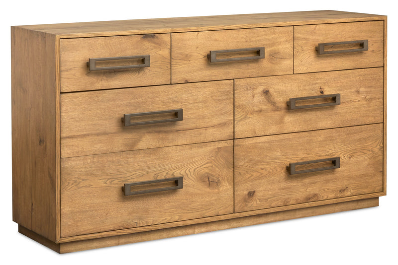 Commode Henri de Scott Living de 64 po (L) x 34 po (H) à 7 tiroirs en bois pour la chambre à coucher - brune