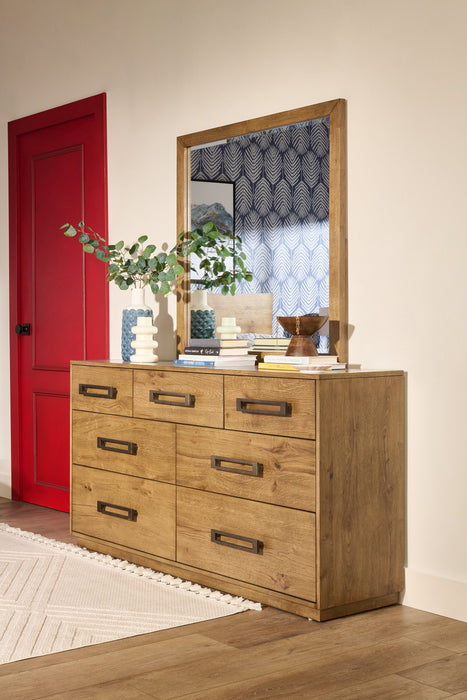 Commode Henri de Scott Living de 64 po (L) x 34 po (H) à 7 tiroirs en bois pour la chambre à coucher - brune