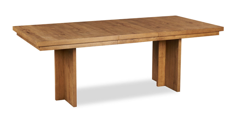 Table de salle à manger Henri de Scott Living de 66 po à 84 po (L) en bois avec rallonge et base à tréteaux - brune