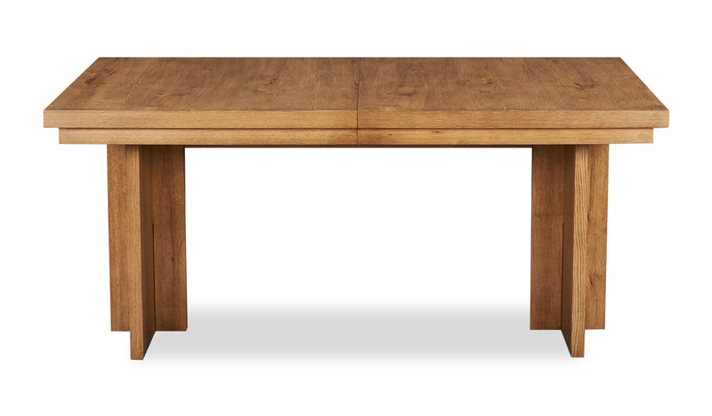 Table de salle à manger Henri de Scott Living de 66 po à 84 po (L) en bois avec rallonge et base à tréteaux - brune