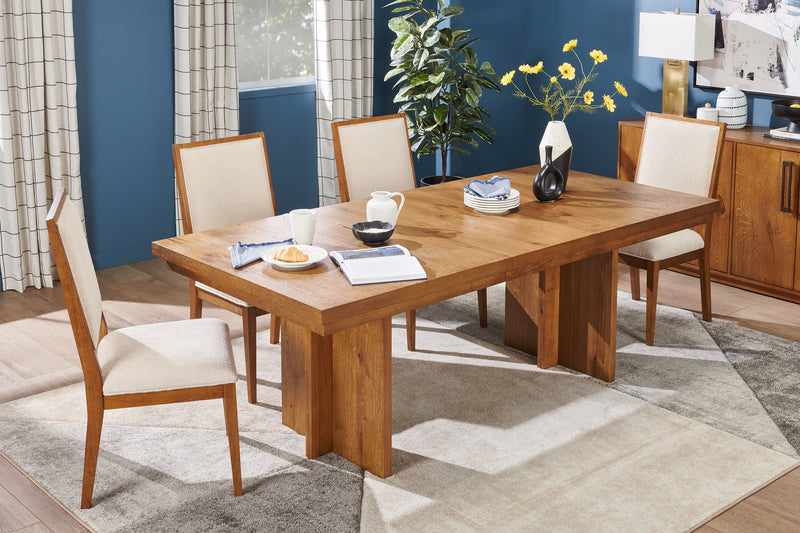 Table de salle à manger Henri de Scott Living de 66 po à 84 po (L) en bois avec rallonge et base à tréteaux - brune