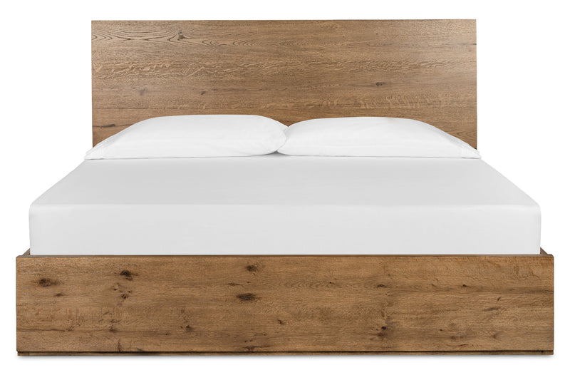 Lit à panneaux Henri de Scott Living en bois avec tête de lit et cadre de lit, brun - format grand lit