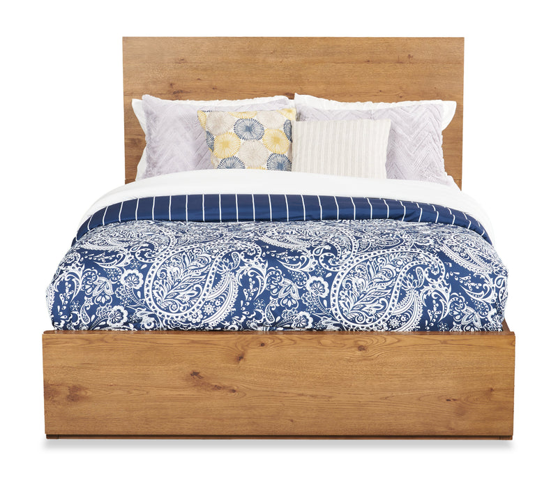 Lit à panneaux Henri de Scott Living en bois avec tête de lit et cadre de lit, brun - format grand lit