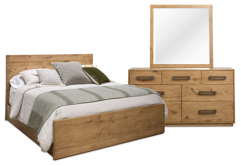 Ensemble de chambre à coucher Henri de Scott Living 5 pièces en bois avec lit, commode et miroir, brun - format grand lit