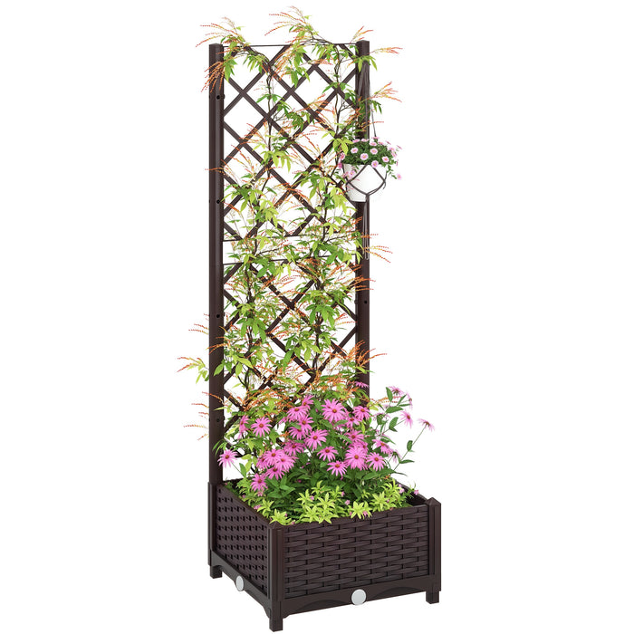 Outsunny Lit Sureleve, Jardiniere Avec Treillis, 16\" X 16\" X 48\"