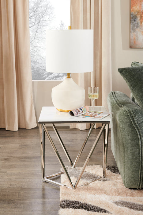 Lampe de table Iris de Kort & Co. de 25 po en céramique, crème et dorée