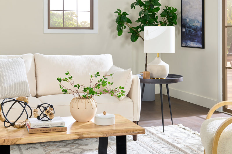 Lampe de table Iris de Kort & Co. de 25 po en céramique, crème et dorée