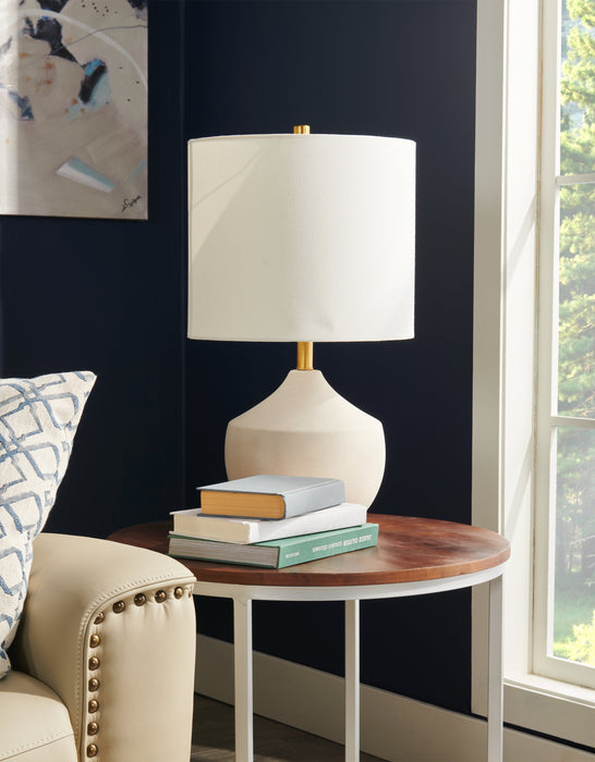 Lampe de table Iris de Kort & Co. de 25 po en céramique, crème et dorée