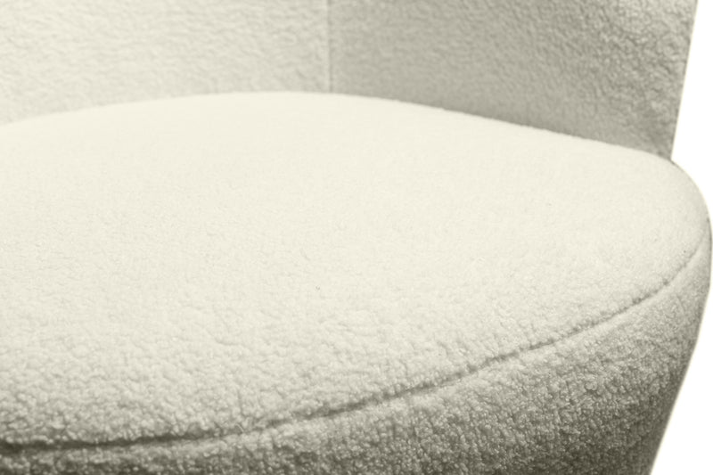 Fauteuil d’appoint pivotant courbé Ivie de 28,7 po en tissu de chenille bouclé - blanc