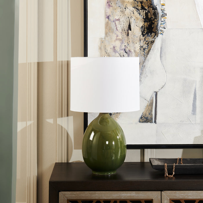 Lampe de table Joslyn de Kort & Co. de 23 po en céramique verte