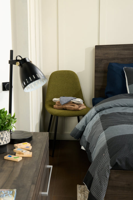 Chaise de salle à manger Joss en tissu de polyester et en métal - verte