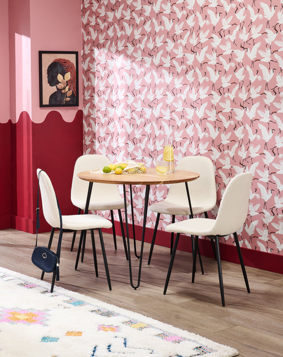 Chaise de salle à manger Joss en tissu de polyester et en métal - blanche